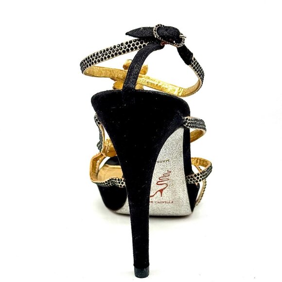 René Caovilla Black & Gold Crystal‑Embellished Heels | Size 7 - Picture 4 of 4